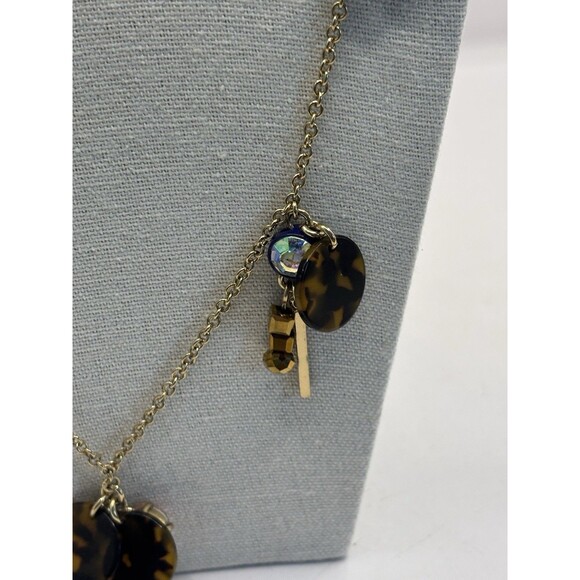 J. Crew Long Multicolor Brulee Rhinestone Tortoise Shell Copper Bead Necklace - Picture 5 of 10